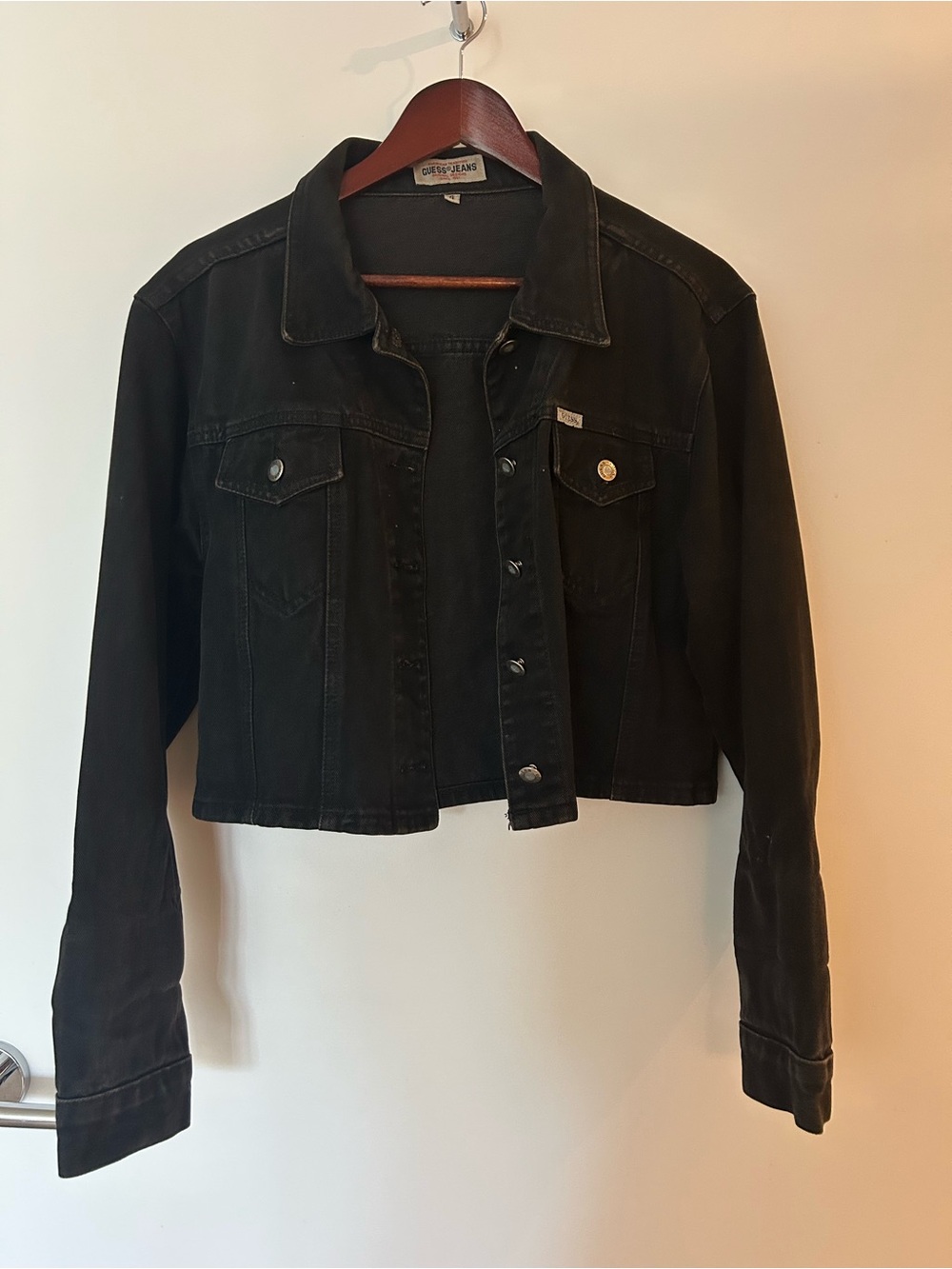 Guess Black Cropped Denim Jacket
